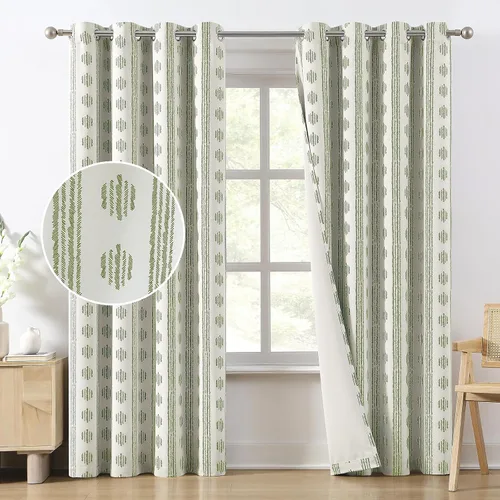Vista 25 de Melodieux Cortinas bohemias 80% opacas de 63 pulgadas de largo para dormitorio, sala de estar, oscurecimiento de sala de estar, cortinas