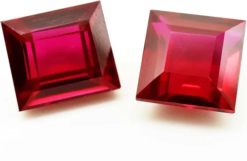 Vista 4 de Ramagems - Piedra preciosa suelta de rubí rojo natural para hacer joyas, corte rectangular, de 7 a 8 unidades cada par, piedra preciosa de rubí