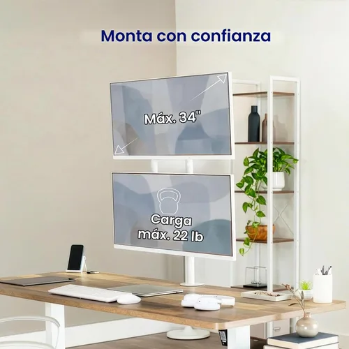 Vista 2 de VIVO Dual Monitor Desk Mount for 13 to 34 inch Screens, STAND-V002TW Blanco