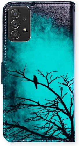 Vista 7 de Bcov Funda para Galaxy A52 5G, diseño de pájaro negro y verde con tapa para teléfono con ranura para tarjetas, soporte para Samsung Galaxy A52 5G