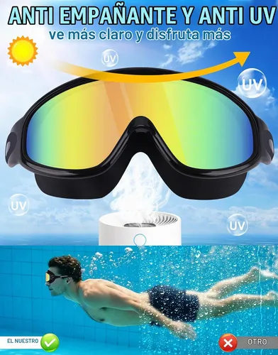 Vista 3 de WIN.MAX Paquete de 2 gafas de natación antiniebla, anti rayos UV, visión transparente para hombres, mujeres, niños y niñas, gafas de natación