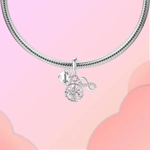 Vista 214 de LUXILLA Abalorio de plata de ley 925 para madre, hija, abuela, para familia, amor, madre, hija, abuela, para pulseras, collares, dijes, abalorios