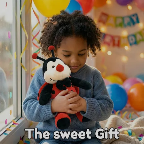 Vista 5 de Garden Buzz Cuties Ladybug - Peluche de mariquita, escarabajo, insecto, suave, con alas rojas y lazo negro, amigo de abeja, regalo para niños