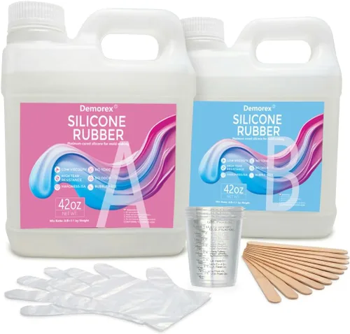 Vista 7 de Kit de fabricación de moldes de silicona, líquido súper elástico para fabricante de moldes, goma de silicona translúcida de curado rápido