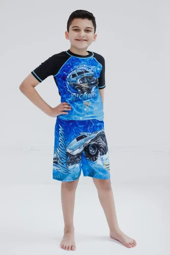 Vista 2 de Monster Jam Conjunto de traje de baño y camiseta de protección UPF 50+ de 2