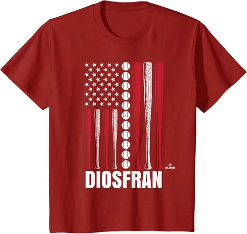 Vista 6 de Baseball American Flag Diosfran Cabeza Prospect Baseball Fan T-Shirt