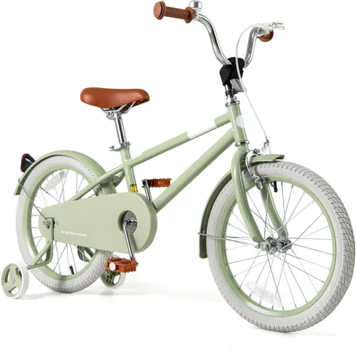 Vista 21 de BABY JOY Bicicleta infantil de macarones coloridos, de 12, 14, 16 y 18 pulgadas, bicicleta deportiva para niños con ruedas de entrenamiento