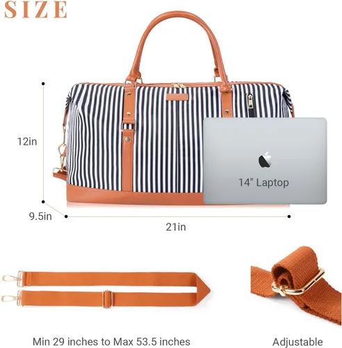 Vista 9 de Oflamn Bolsa de fin de semana para mujer, bolsa de lona para la noche, bolsa de viaje grande, bolsa de viaje con compartimento para zapatos, juego