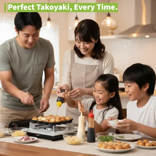 Vista 8 de CookKing - Sartén antiadherente TAKOYAKI para parrilla/placa de cocción, fabricada en Corea
