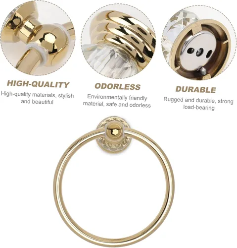 Vista 7 de DOITOOL Toallero colgante de acero inoxidable, gancho de latón, soporte de toalla de mano dorado, soporte para toallas de baño, toallero