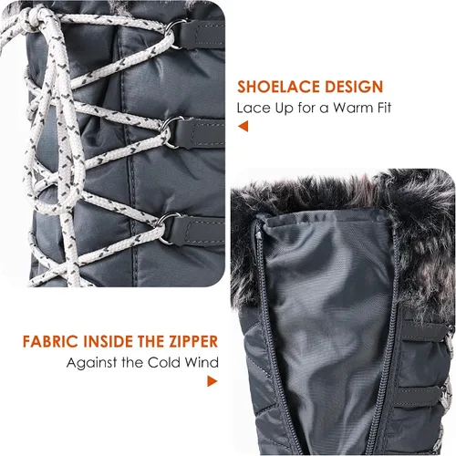 Vista 4 de DREAM PAIRS Botas de nieve de invierno con forro de piel sintética para mujer