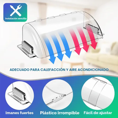 Vista 4 de Paquete de 2 deflectores de ventilación de aire ajustables, cubiertas magnéticas de ventilación de piso de 9 a 15.5 pulgadas para CA, pared