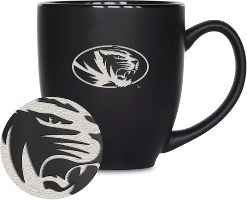 Vista 315 de Rico Industries - Taza de cerámica mate negra con grabado láser estándar de 15oz para NCAA (escuelas T & U) - Para bebidas calientes o frías