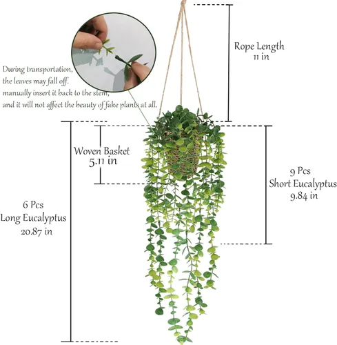 Vista 2 de Nisoger Plantas colgantes artificiales pequeñas plantas falsas en maceta, plantas de imitación para interiores y exteriores, estética, oficina, sala