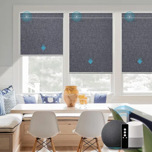 Vista 40 de SmartWings Z-Wave/Zigbee Smart - Persianas enrollables, vinilo beige Persianas motorizadas eléctricas 100% opacas con control remoto, persianas