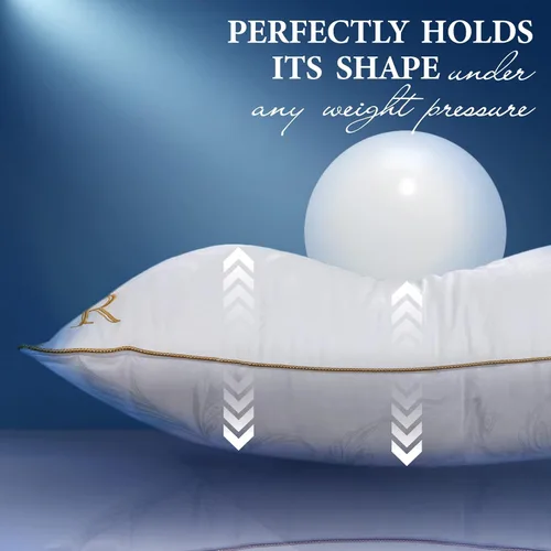 Vista 3 de Royal Therapy - Almohada de plumas y plumón de ganso blanco, Premium, para cama, transpirable