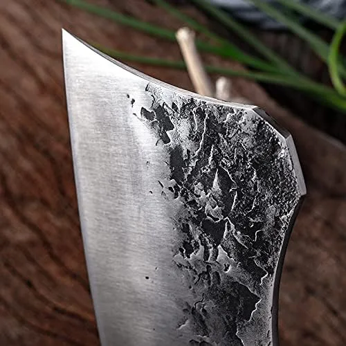 Vista 3 de MAYiT Cuchillo de carnicero de carne, hecho a mano, forjado de hueso, martillo de cocina, cuchillo de carnicero de cocina de acero inoxidable
