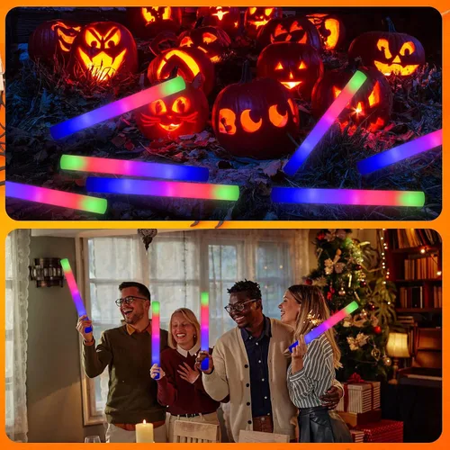 Vista 7 de LifBetter Varillas luminosas a granel, varillas de espuma LED en la oscuridad con 3 modos intermitentes de espuma LED multicolor iluminan recuerdos