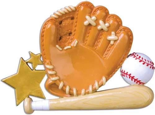 Vista 5 de Adorno de Navidad de béisbol personalizado Recuerdo deportivo personalizado con nombre y año Decoración de árbol de vacaciones de béisbol hecha