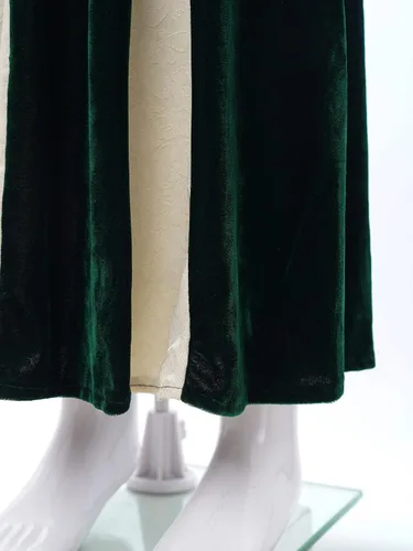 Vista 6 de iiniim Disfraz de princesa medieval para niñas, disfraz de Halloween renacentista, vestido de terciopelo vintage con tocado