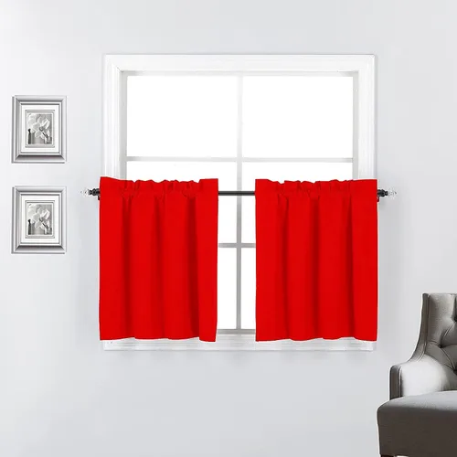 Vista 11 de 2 paneles de cortinas opacas con aislamiento térmico y forro blanco en la parte trasera para ventana de bloqueo de luz para cualquier ventana
