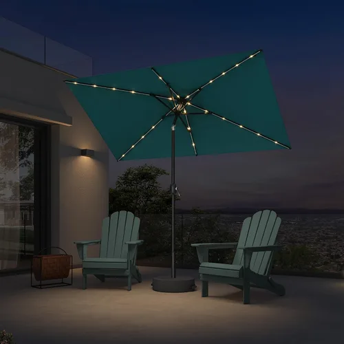 Vista 34 de PURPLE LEAF Sombrilla LED para patio y piscina, 5 x 8 pies, con base para Beige