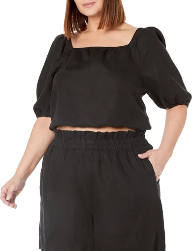 Vista 4 de The Drop Evelyn - Camiseta corta con cuello cuadrado y burbujas para mujer