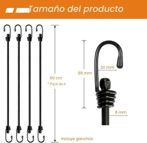 Vista 5 de BEXSLE Cuerdas Bungee con Ganchos, Correas Bungee Elásticas de Alta Resistencia para Exteriores, Sin Olor, Cuerda Bungee de Grado Industrial