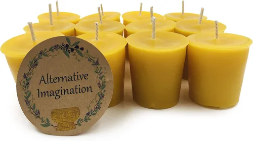 Vista 9 de Alternative Imagination Beehive - Velas votivas – Paquete de 4 velas de cera de abeja pura vertidas a mano con mechas de algodón – Sin perfume,