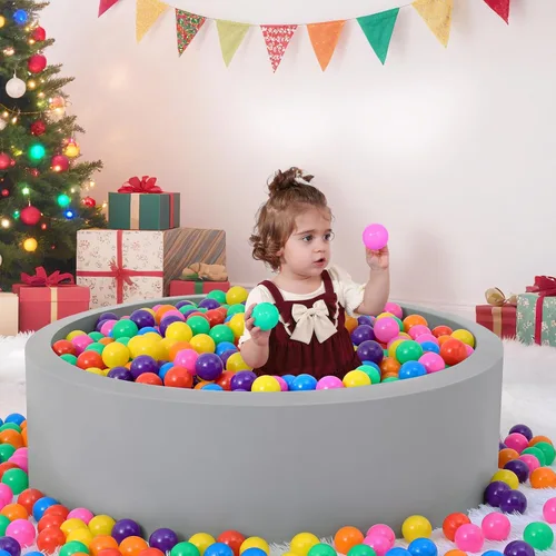 Vista 8 de Piscina de bolas de espuma para niños pequeños con 200 pelotas, gran piscina de pelotas para bebés con esponja de memoria suave, corralito