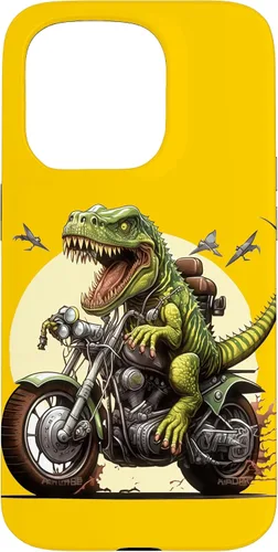 Vista 14 de Funda para iPhone 16 T-Rex Dinosaur Riding a Motorcycle