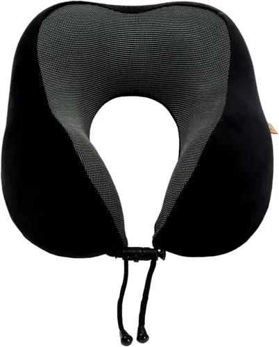 Vista 2 de Almohada de viaje de espuma viscoelástica, almohada para el cuello con soporte de cabeza de 360 grados, cómoda ideal para dormir en avión, Negro