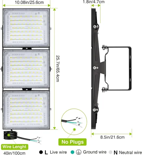 Vista 36 de STASUN - Luz de inundación LED para exteriores, 150 W, 15000 lúmenes, 6000 K, luz blanca IP66, impermeable, luz de estacionamiento comercial, 3