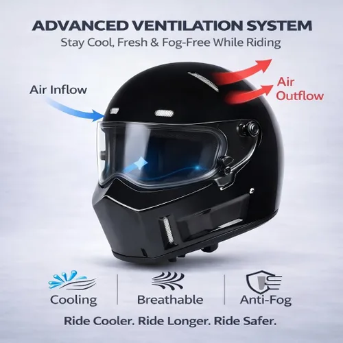 Vista 7 de CRG - Casco de motocross de cara completa para motocicleta de calle, de fibra de vidrio, certificado por DOT, casco de tamaño extra grande Negro