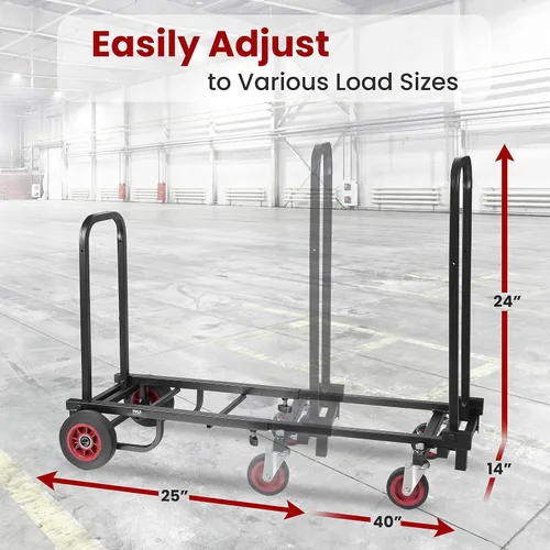 Vista 2 de Pyle - Carretilla compacta plegable ajustable - Carretilla convertible resistente de 8 en 1 Carro de mano/carretilla/caja de plataforma con ruedas