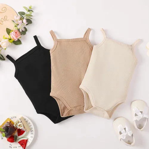 Vista 7 de OPAWO Onsies sin mangas para bebé niña, paquete de 3 mamelucos para recién nacidos, tirantes delgados, camiseta interior de verano para bebé de 0 a