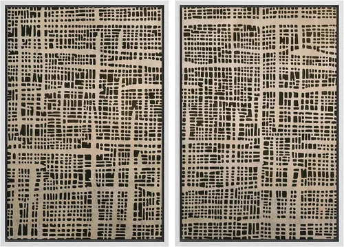 Vista 14 de SIGNWIN Lienzo enmarcado para pared, juego de arte de collage de ondas en espiral de mediados de siglo, formas abstractas, acogedor, neutro
