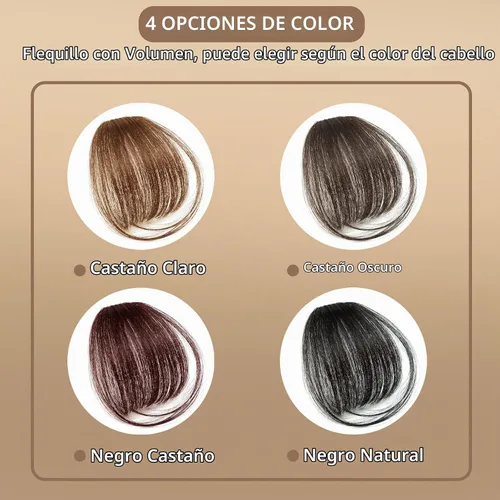 Vista 3 de 2 piezas de flequillo con clip de cabello humano real, flequillo falso con clip para el cabello para mujeres, flequillo tenue curvado con postizos