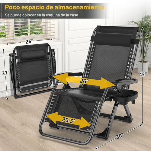 Vista 2 de Suteck Silla de gravedad cero, silla reclinable de camping con almohadilla negro (Ink-black)