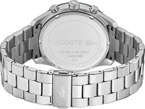 Vista 3 de Lacoste Reloj Boston de cuarzo para hombre con correa de acero inoxidable, plata, 20 (Modelo 2011080), Plateado, Reloj de cuarzo