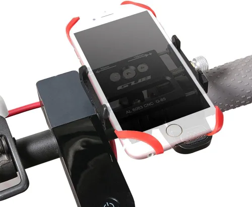 Vista 2 de GUB Soporte universal para teléfono, ajustable, compatible con iPhone 8 Plus y otros teléfonos inteligentes, color negro con banda