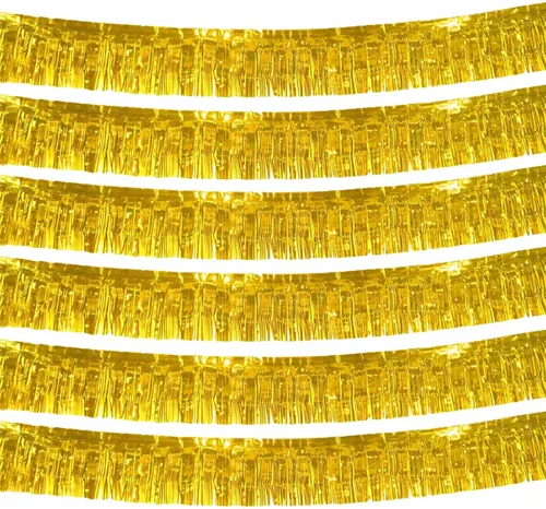 Vista 6 de Paquete de 6 guirnaldas metálicas de oropel – 10 pies de papel de aluminio con flecos para colgar en la pared para flotadores de desfile, boda