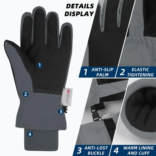 Vista 22 de AMYIPO - Guantes de invierno para niños y niñas, ideales para esquí, nieve, snowboard