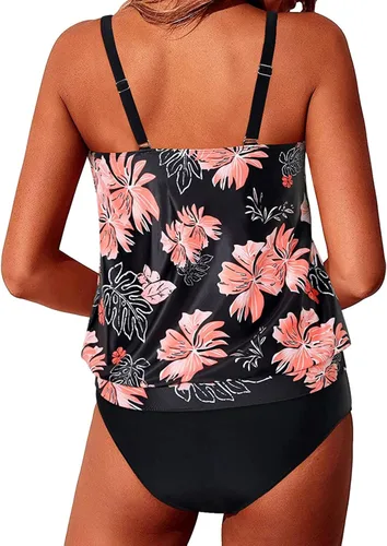 Vista 2 de Yonique - Trajes de baño tipo blusón, estilo tankini y de dos piezas, para mujer, diseño modesto y con ajuste holgado