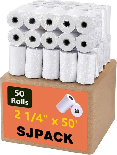 Vista 18 de SJPACK Rollo de papel térmico de 2-1/4" x 50'-200 paquetes de papel de recibo POS, adecuado para cajas registradoras, terminales de tarjetas