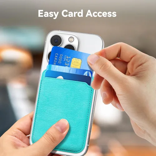 Vista 5 de Cartera magnética para teléfono celular con Mag-Safe, más fuerte magnética RFID de cuero compatible con iPhone 17/16/15/14/13/12 y Pro/Promax, Verde