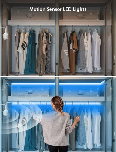 Vista 7 de MATICOD Luces con sensor de movimiento para interiores debajo de la cama, tira de luz LED RGB con control de aplicación, luces nocturnas