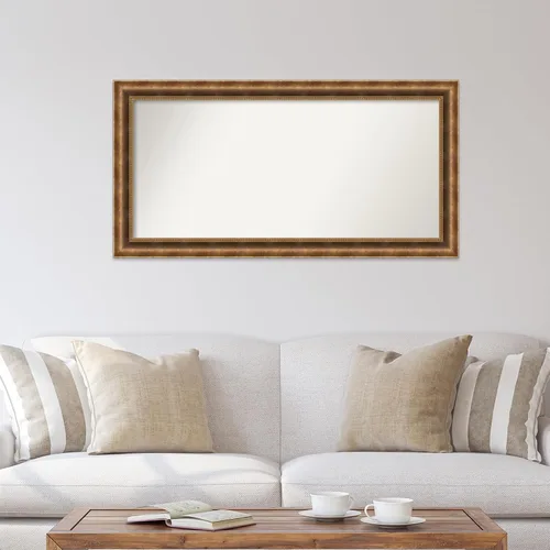 Vista 590 de Amanti Art Espejo de pared personalizado no biselado (25 x 25 pulgadas), marco de bronce acentuado, varios tamaños personalizados, espejo de baño