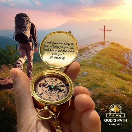 Vista 2 de God's Path Compass – Communion & Confirmation Gift for Teenage Boys Baptism Religious Gifts for Christian Men, Catholic, Graduation Sentimental