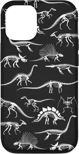 Vista 28 de Funda para iPhone 17 con diseño de huesos de dinosaurio fosilizado con animales prehistóricos
